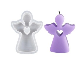 Molde silicona angelito con corazon calado grande